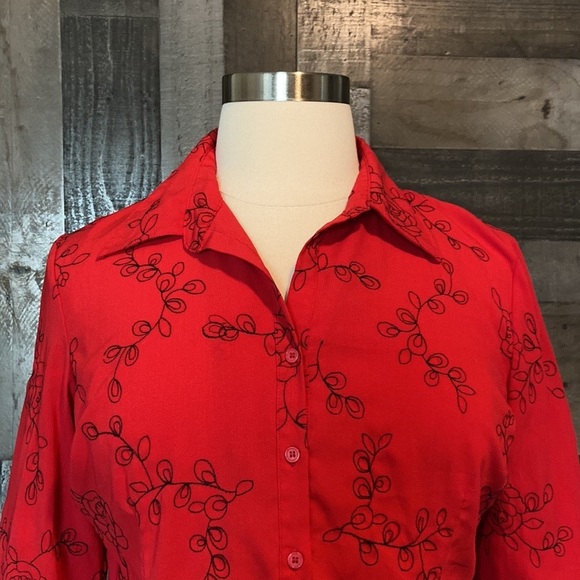 Covington button up shirt size XLarge petite holiday party floral Lovecore - Picture 3 of 12